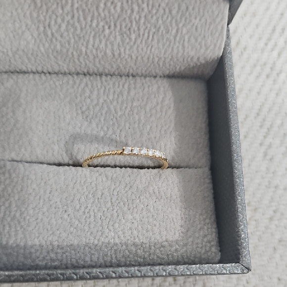 Gold and Diamond Ring with Dainty Band - Picture 8 of 9